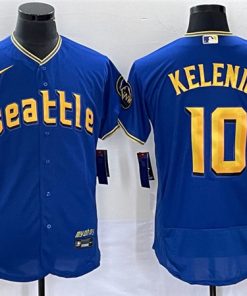 Men's Seattle Mariners #10 Jarred Kelenic Royal 2023 City Connect Flex Base Stitched Jersey