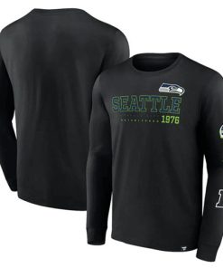 Men's Seattle Seahawks Black High Whip Pitcher Long Sleeve T-Shirt