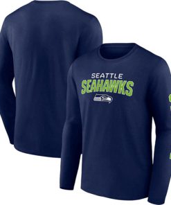 Men's Seattle Seahawks Navy Go The Distance Long Sleeve T-Shirt