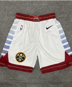 NBA Denver Nuggets White Red Shorts
