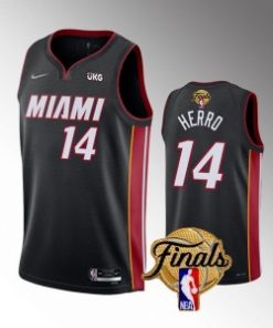 NBA Heat 14 Tyler Herro Black 2023 Finals Nike Men Jersey