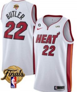 NBA Heat 22 Jimmy Butler White 2023 Finals With NO.6 Patch Nike Men Jersey