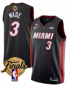 NBA Heat 3 Dwyane Wade Black 2023 Finals With NO.6 Patch Nike Men Jersey