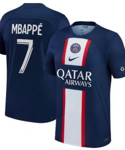 Youth Paris Saint-Germain Home Stadium Shirt 2022-23 with Mbappé 7 printing