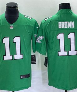 Men's Philadelphia Eagles #11 A. J. Brown Green Stitched Football Jersey