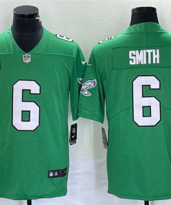 Men's Philadelphia Eagles #6 DeVonta Smith Green Vapor Limited With C Patch Stitched Football Jersey