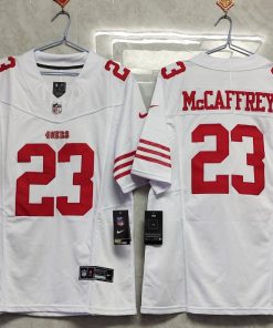 Men's San Francisco 49ers #23 Christian McCaffrey White 2023 F.U.S.E. Vapor Untouchable Limited Stitched Football Jersey