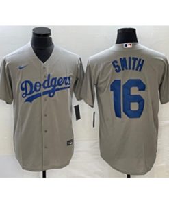 MLB Dodgers 16 Will Smith Grey Nike Cool Base Men Jersey