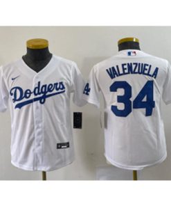 MLB Dodgers 34 Fernando Valenzuela White Nike Cool Base Women Jersey