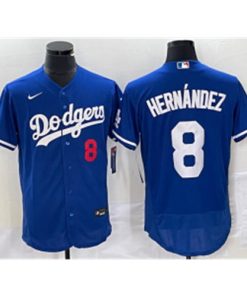 MLB Dodgers 8 Hernandez Blue Nike Flexbase Men Jersey