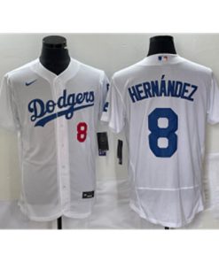 MLB Dodgers 8 Hernandez White Nike Flexbase Men Jersey