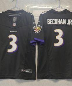 Men's Baltimore Ravens #3 Odell Beckham Jr. Black 2023 F.U.S.E. Vapor Untouchable Stitched Jersey