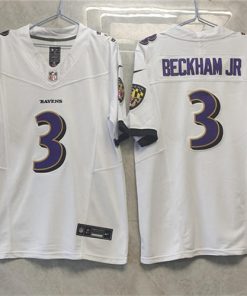 Men's Baltimore Ravens #3 Odell Beckham Jr. White 2023 F.U.S.E. Vapor Untouchable Stitched Jersey