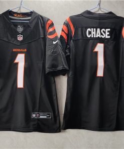 Men's Cincinnati Bengals #1 Ja'Marr Chase Black 2023 F.U.S.E. Vapor Untouchable Limited Stitched Jersey