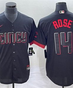 Men's Cincinnati Reds #14 Pete Rose Black 2023 City Connect Cool Base Stitched Baseball Jersey