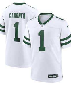 Men's New York Jets #1 Ahmad Sauce Gardner White Throwback Stitched Jersey