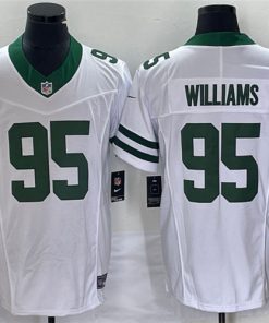 Men's New York Jets #95 Quinnen Williams White 2023 F.U.S.E. Vapor Limited Throwback Stitched Football Jersey