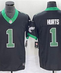 Men's Philadelphia Eagles #1 Jalen Hurts Black 2023 F.U.S.E. Vapor Untouchable Stitched Football Jersey