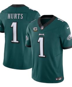 Men's Philadelphia Eagles #1 Jalen Hurts Green 2023 F.U.S.E. With C Patch Vapor Untouchable Stitched Football Jersey