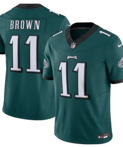 Men's Philadelphia Eagles #11 A.J. Brown Green 2023 F.U.S.E. Vapor Untouchable Limited Stitched Football Jersey