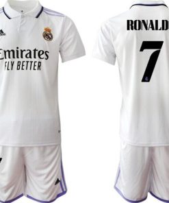 Men's Real Madrid #7 Ronaldo Home White Soccer Jersey Suit