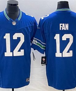 Men's Seattle Seahawks 12th Fan Royal 2023 F.U.S.E. Vapor Limited Throwback Stitched Jersey