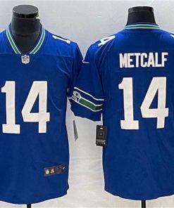 Men's Seattle Seahawks #14 DK Metcalf Royal Vapor Untouchable Limited Stitched Football Jersey
