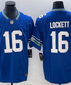 Men's Seattle Seahawks #16 Tyler Lockett Royal 2023 F.U.S.E. Vapor Limited Throwback Stitched Jersey