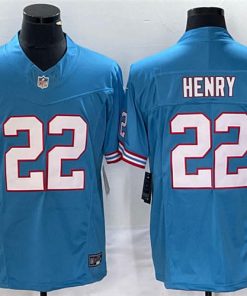 Men's Tennessee Titans #22 Derrick Henry Light Blue Throwback Player Stitched Jersey