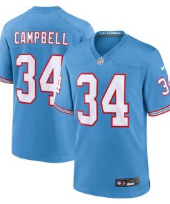 Men's Tennessee Titans #34 Earl Campbell Light Blue 2023 F.U.S.E. Vapor Limited Throwback Stitched Football Jersey