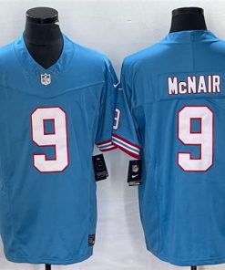 Men's Tennessee Titans #9 Steve McNair Light Blue 2023 F.U.S.E. Vapor Limited Throwback Stitched Football Jersey