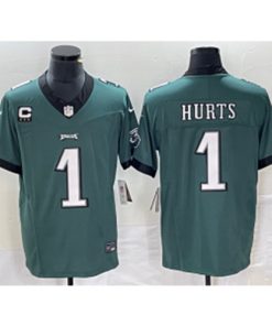 Nike Eagles 1 Jalen Hurts Green 2023 F.U.S.E Vapor Limited Men Jersey with C patch