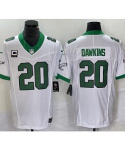 Nike Eagles 20 Brian Dawkins White 2023 New Neck Vapor Limited Men Jersey with C patch