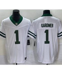 Nike Jets 1 Ahmad Sauce Gardner White 2023 F.U.S.E. Vapor Limited Throwback Men Jersey