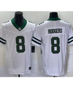 Nike Jets 8 Aaron Rodgers White 2023 F.U.S.E. Vapor Limited Throwback Men Jersey