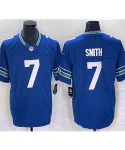 Nike Seahawks 7 Geno Smith Royal 2023 F.U.S.E. Vapor Limited Throwback Men Jersey