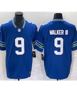 Nike Seahawks 9 Kenneth Walker III Royal 2023 New Neck Vapor Limited Men Jersey