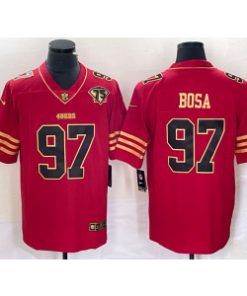 49ers 97 Nick Bosa Red Gold Vapor Limited Men Jersey