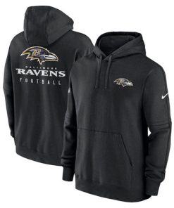 Men's Baltimore Ravens Black Sideline Club Fleece Pullover Hoodie