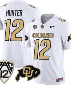 Men's Colorado Buffaloes #12 Travis Hunter White 2023 F.U.S.E. Stitched Football Jersey