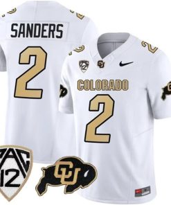 Men's Colorado Buffaloes #2 Shedeur Sanders White 2023 F.U.S.E. Stitched Football Jersey