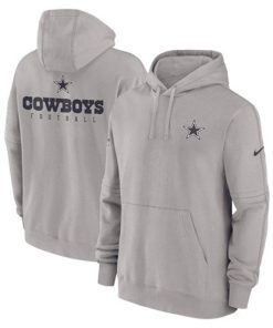 Men's Dallas Cowboys Gray Sideline Club Fleece Pullover Hoodie