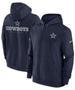 Men's Dallas Cowboys Navy Sideline Club Fleece Pullover Hoodie