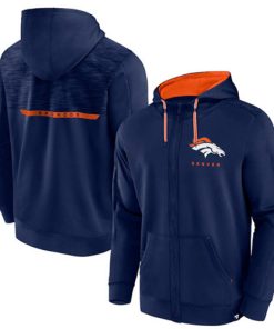 Men's Denver Broncos Navy Defender Evo Full-Zip Hoodie