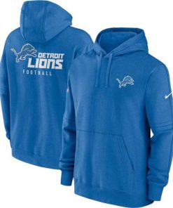Men's Detroit Lions Blue Sideline Club Fleece Pullover Hoodie