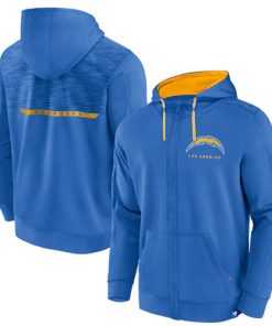 Men's Los Angeles Chargers Blue Defender Evo Full-Zip Hoodie