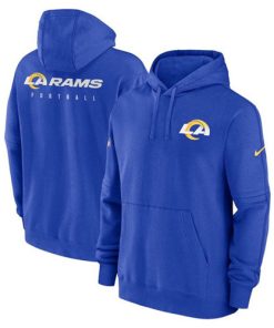 Men's Los Angeles Rams Blue Sideline Club Fleece Pullover Hoodie