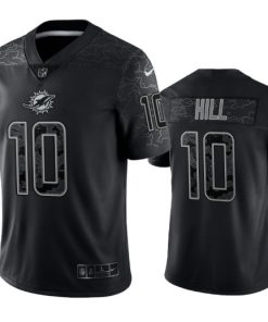 Men's Miami Dolphins #10 Tyreek Hill Black Reflective Limited Stitched Football Jersey