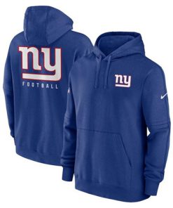 Men's New York Giants Blue Sideline Club Fleece Pullover Hoodie