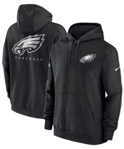Men's Philadelphia Eagles Black Sideline Club Fleece Pullover Hoodie